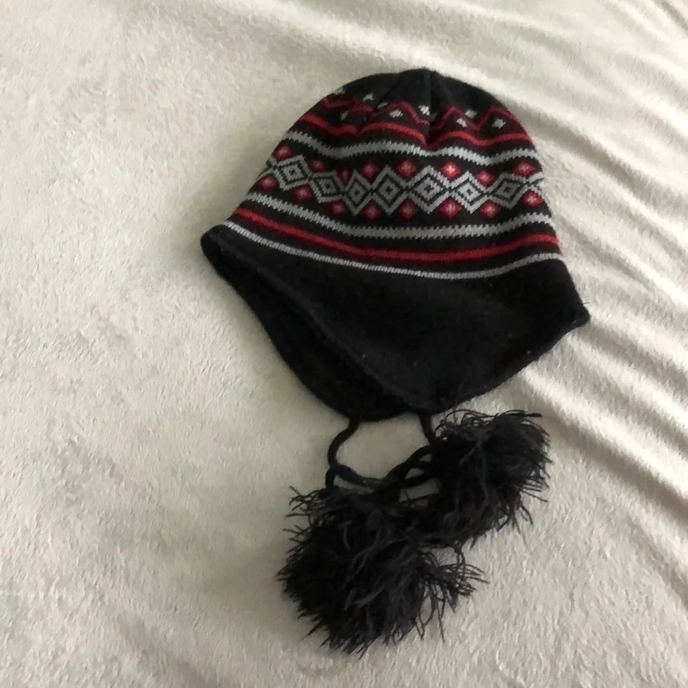 Black ferry island knit winter hat for kids
